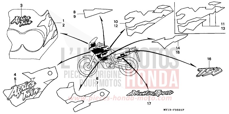 STREIFEN/MARKE (2) von Africa Twin 750 ROSS WHITE (NH196) von 1999